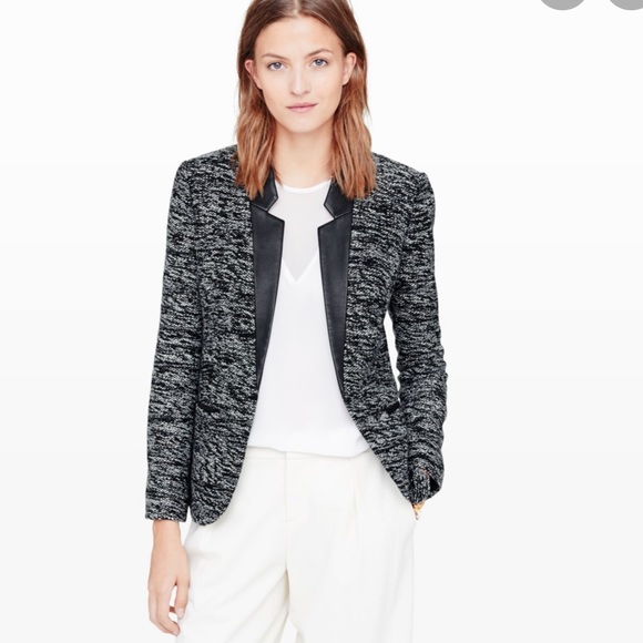 Club Monaco Jackets & Coats | Club Monaco Abril Tweed Leather Blazer Jacket | Poshmark